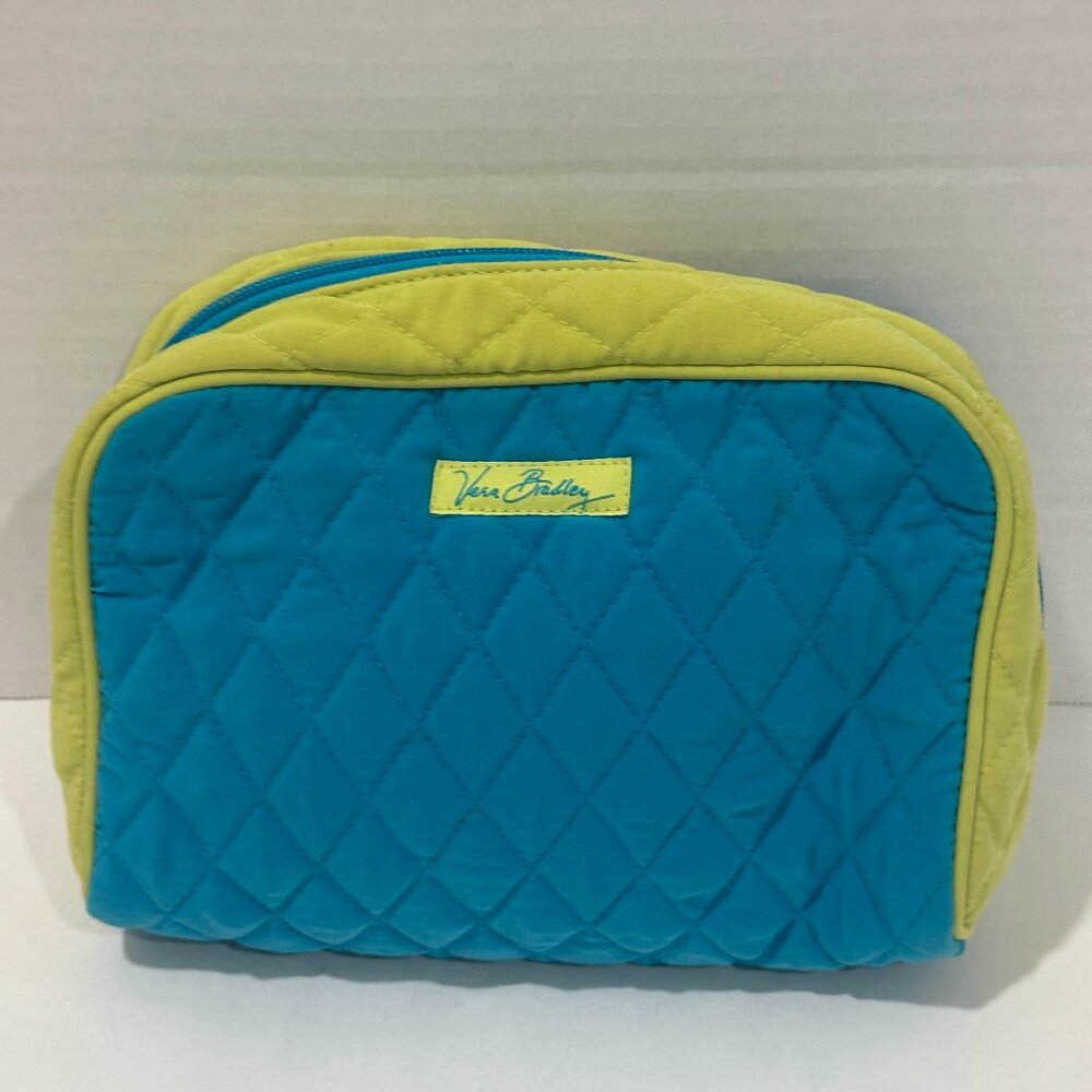 Vera Bradley Quilted Cosmetic Case – Retired “Key Lime & Turquoise” – Limited Ed